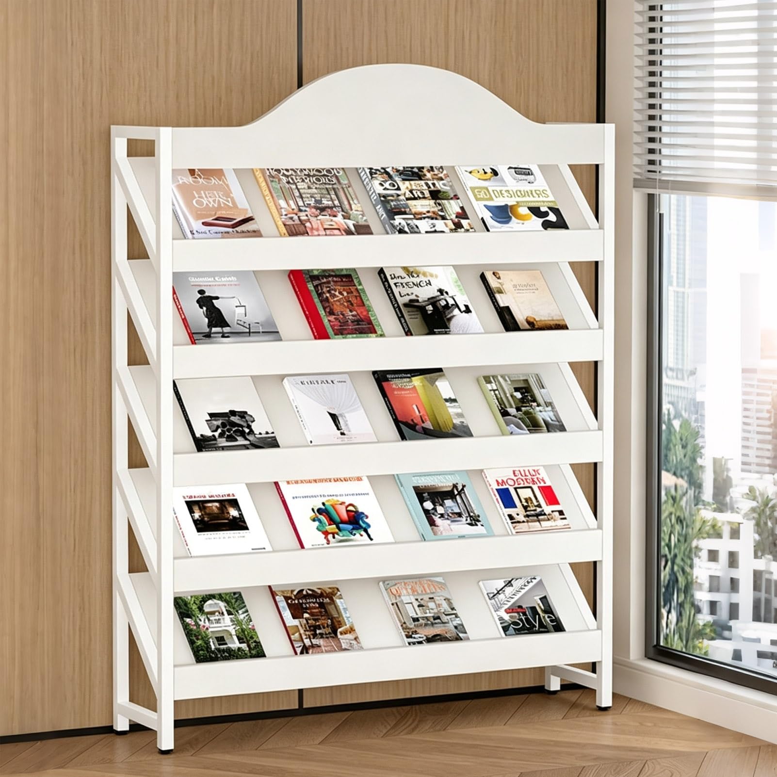 TRAGLO Floor Magazine Rack 4/5/6 Tier Brochure Display Stand Bookshelf