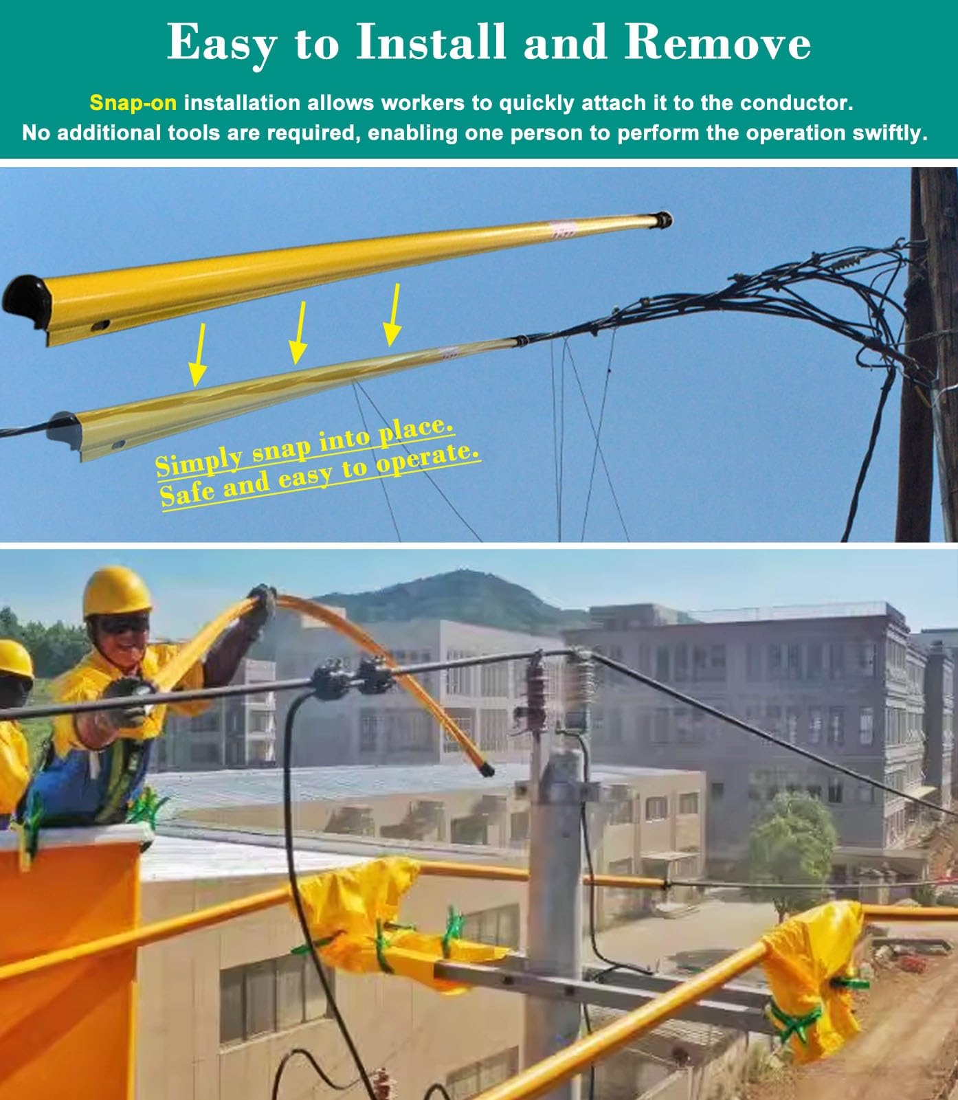 Manguitos aislantes eléctricos antielectrocución, resistencia dieléctrica de hasta 10000 V, tubo protector portátil a presión, no conductor, 3 m, amarillo