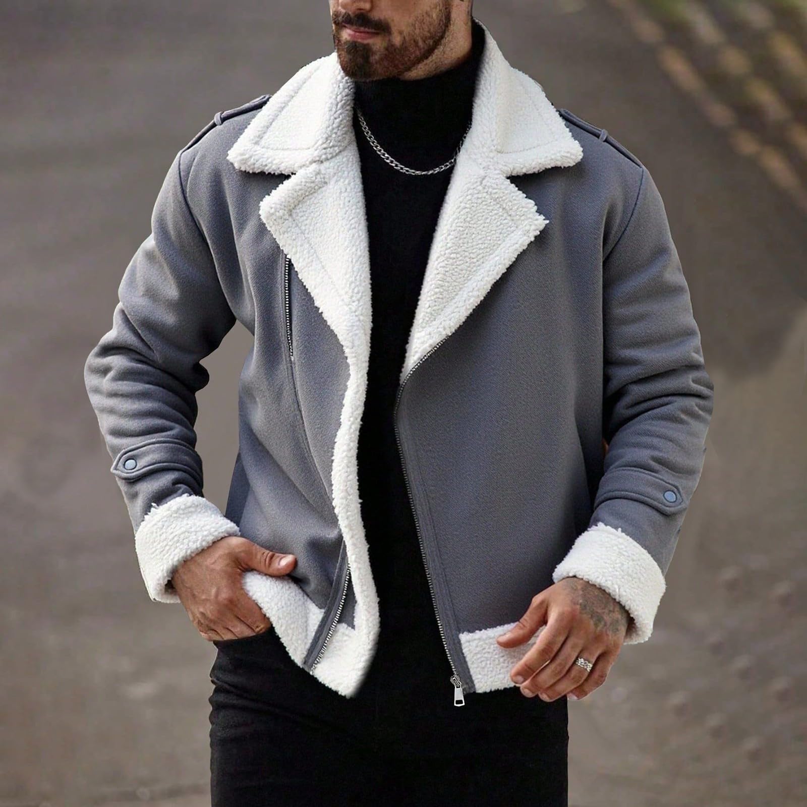 Chaqueta de invierno para hombre, estilo vintage, forro polar con