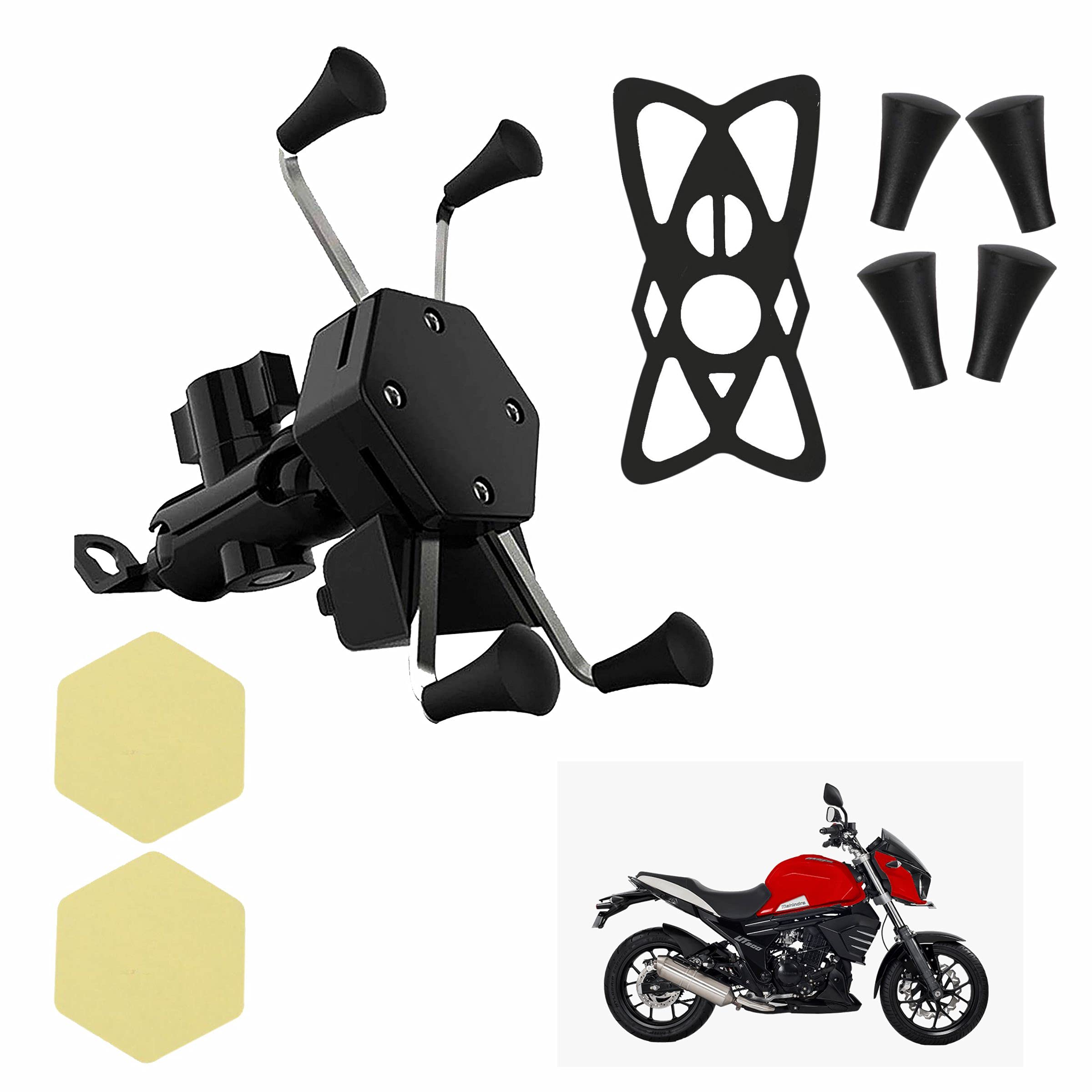 Miwings X-Grip Latest Verson Phone Holder with Mobile USB Charging Port for Mahindra Mojo (1 PCs, 5V-2A Black)