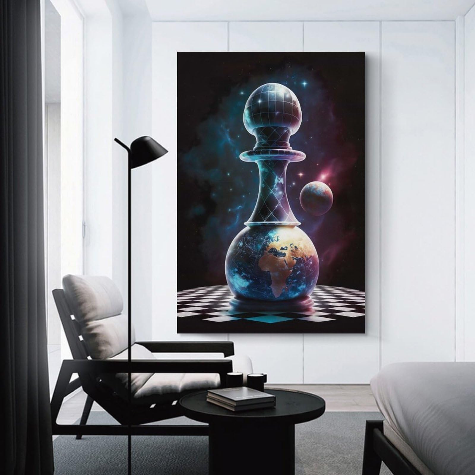 Junmoney Universe of Chess Wall Decor Canvas Print, 08x12inch(20x30cm), for Living Room, Lounge Or Sitting Room, Easy Decor for Gallery Walls