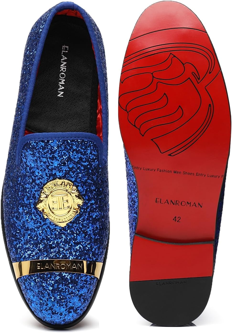 ELANROMAN Men's Glitter Loafers Oxford Dress Fashion Wedding Party Prom Shoes - Image 6