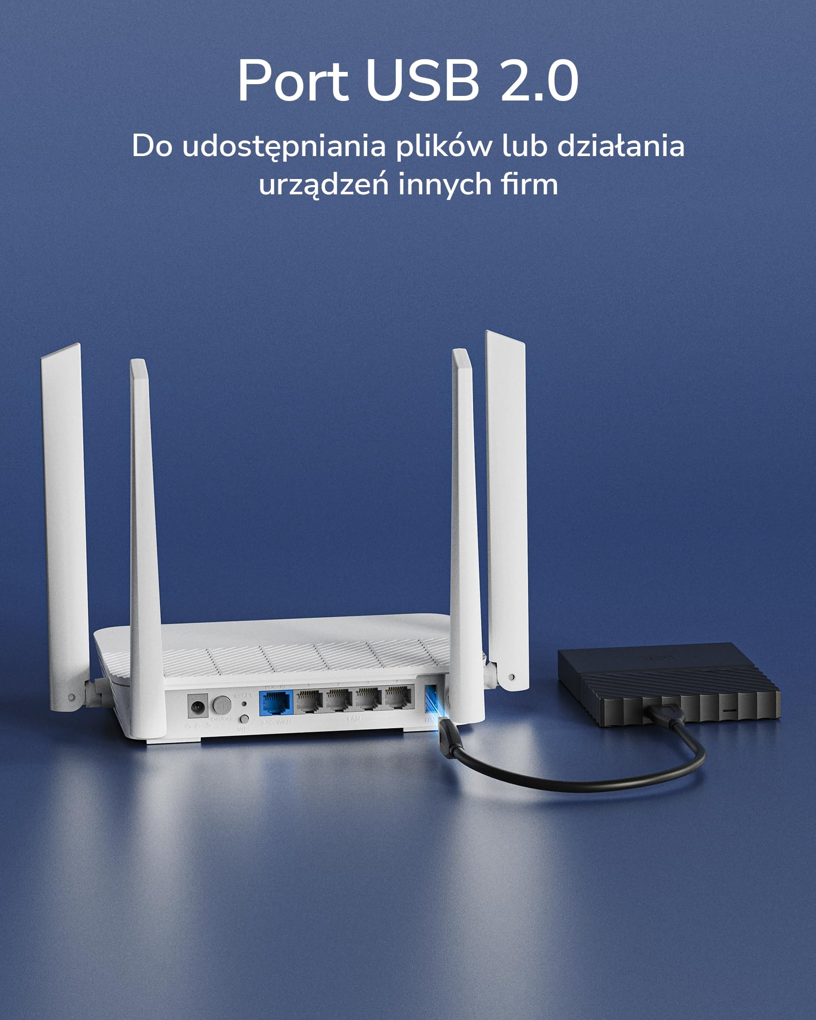Cudy Router AX3000 WiFi 6 2,5G PoE USB VPN dwuzakresowy MU-MIMO WireGuard WR3000P