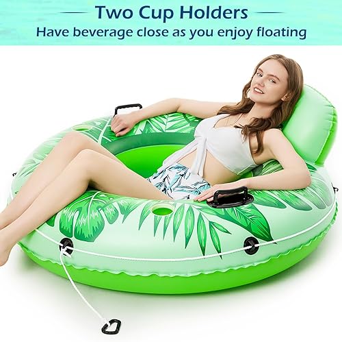 Miniatura 3 de Jasonwell Flotador inflable de tubo de río, flotador de río resistente, flotadores de piscina para lago, tubos de agua de primera calidad para