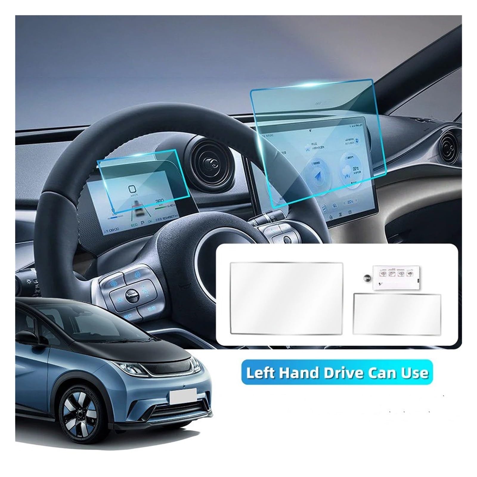 Pellicola Protettiva in Vetro temperato per Auto BYD Dolphin 2024 2025, per Console Centrale, navigatore GPS e Schermo.
