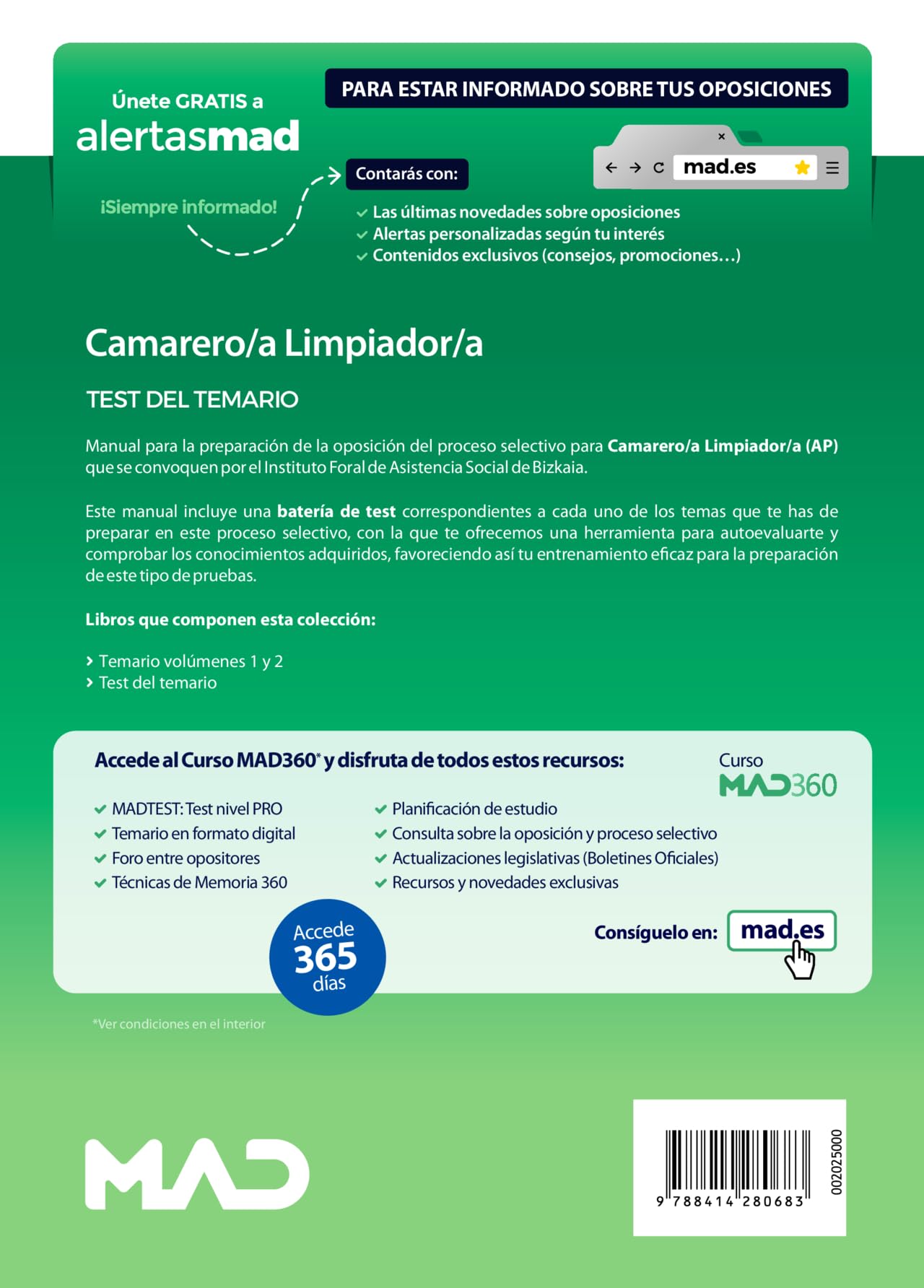 Camareros/as Limpiadores/as del Instituto Foral de Asistencia Social de Bizkaia. Test de Temario