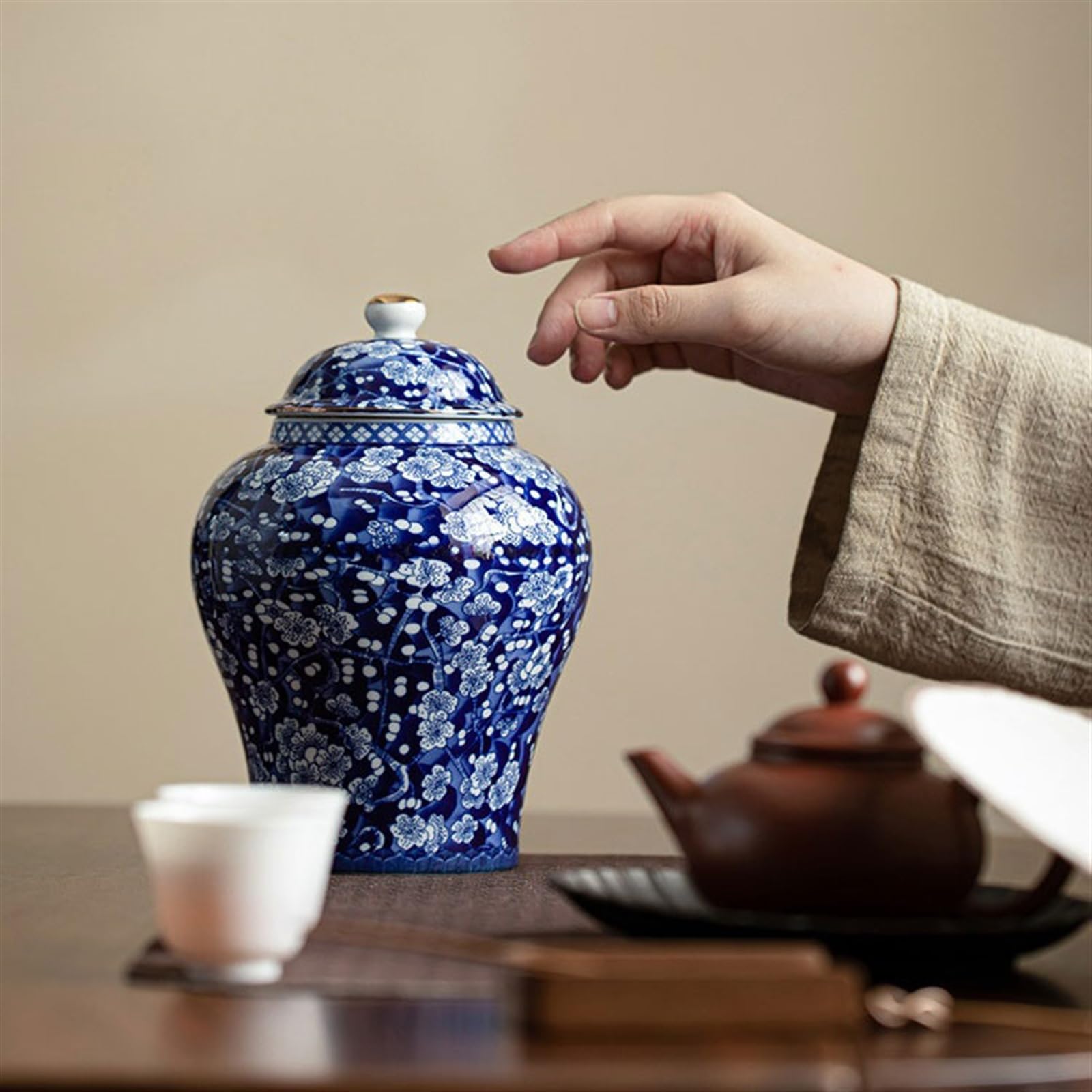 Pojemniki do przechowywania herbaty Ceramiczny garnek o dużej pojemności Gospodarstwo domowe Celadon Porcelana Herbata Magazyn Słodycze Kawa Pojemnik na herbatę
