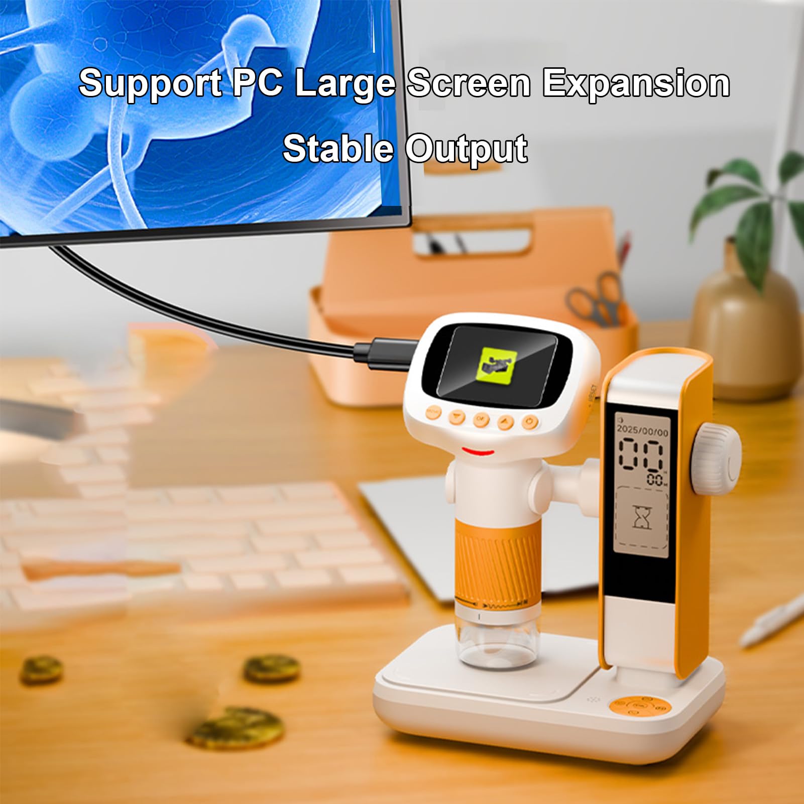 Bewinner Mikroskop Cyfrowy Ręczny, Przenośne Zdjęcia i Wideo Mini Mikroskopy 2 -calowe, 1000x Microscope MICROCKOP z 8 Regulowanymi światłami LED dla Dzieci