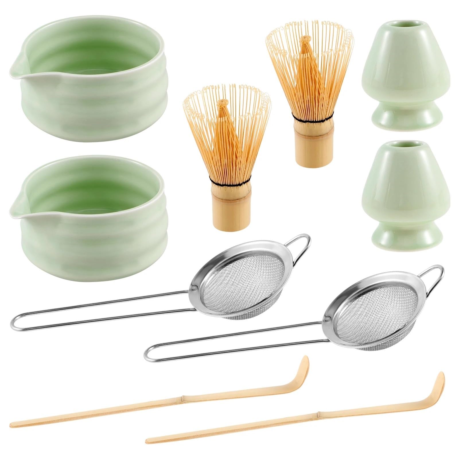 Juego de 3/10 batidores matcha, juego sólido, verde estable, batidor y tazón relajante, seguro con Juego de Té Matcha(Matcha Green)