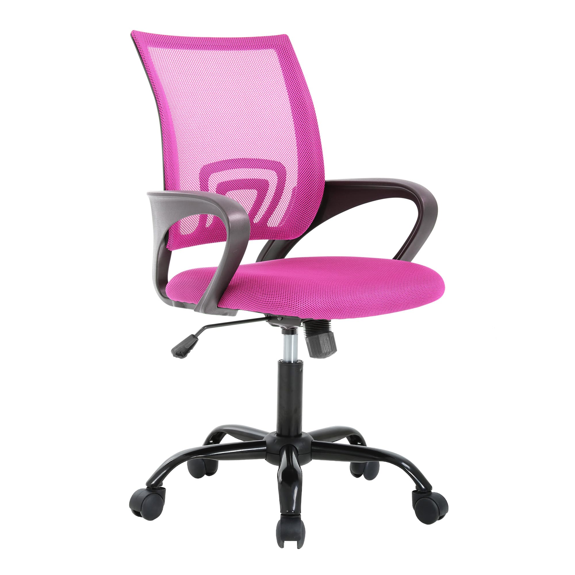 BestOffice Silla de oficina ergonómica con respaldo de malla transpirable, altura ajustable, silla de ordenador reclinable con ruedas giratorias, color rosa