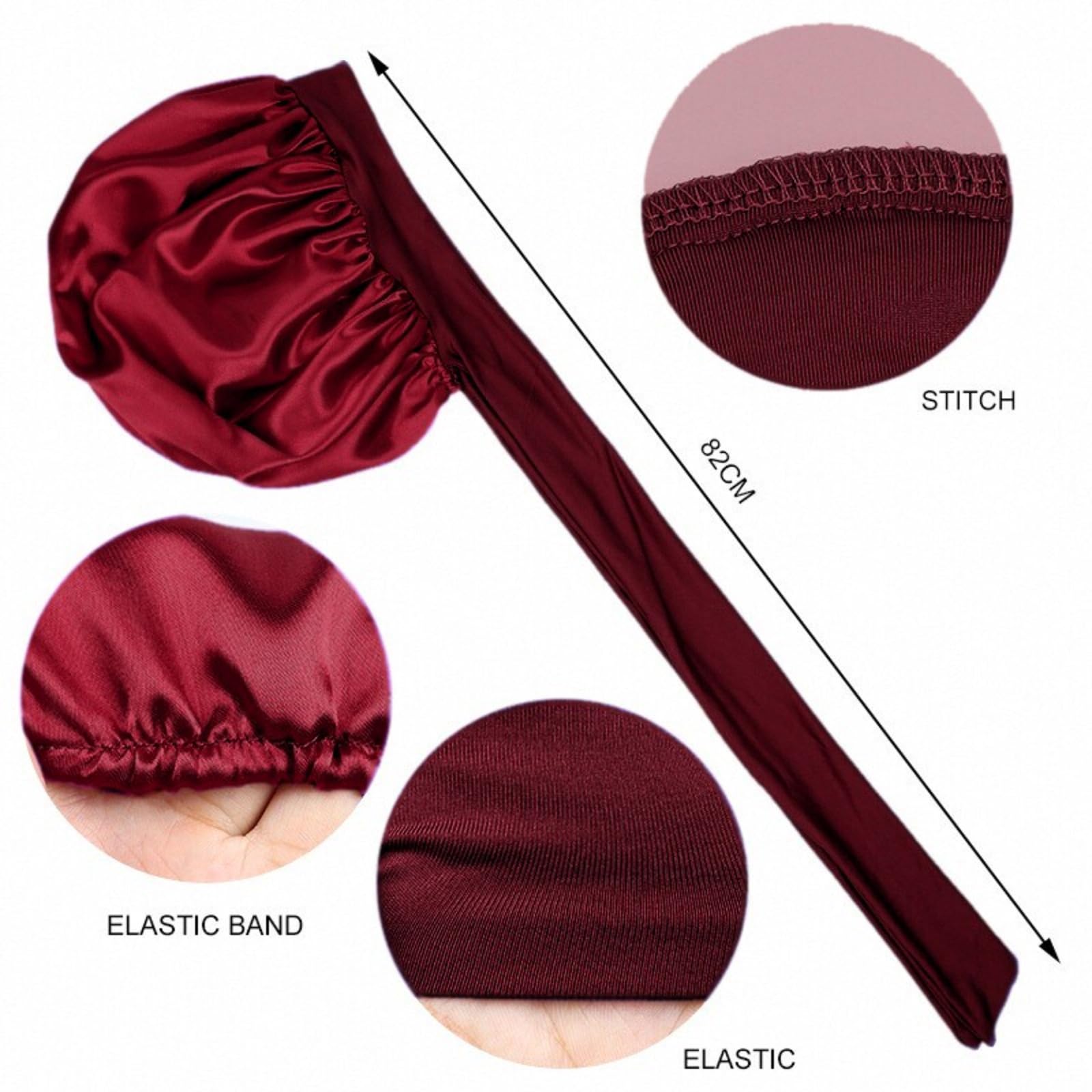 Red Silk Bonnet with Adjustable Tie Band for Sleeping - Soft Satin Hair Wrap for Curly & Braided Hair - Stylish Cap for Women - Perfect Nighttime Protection