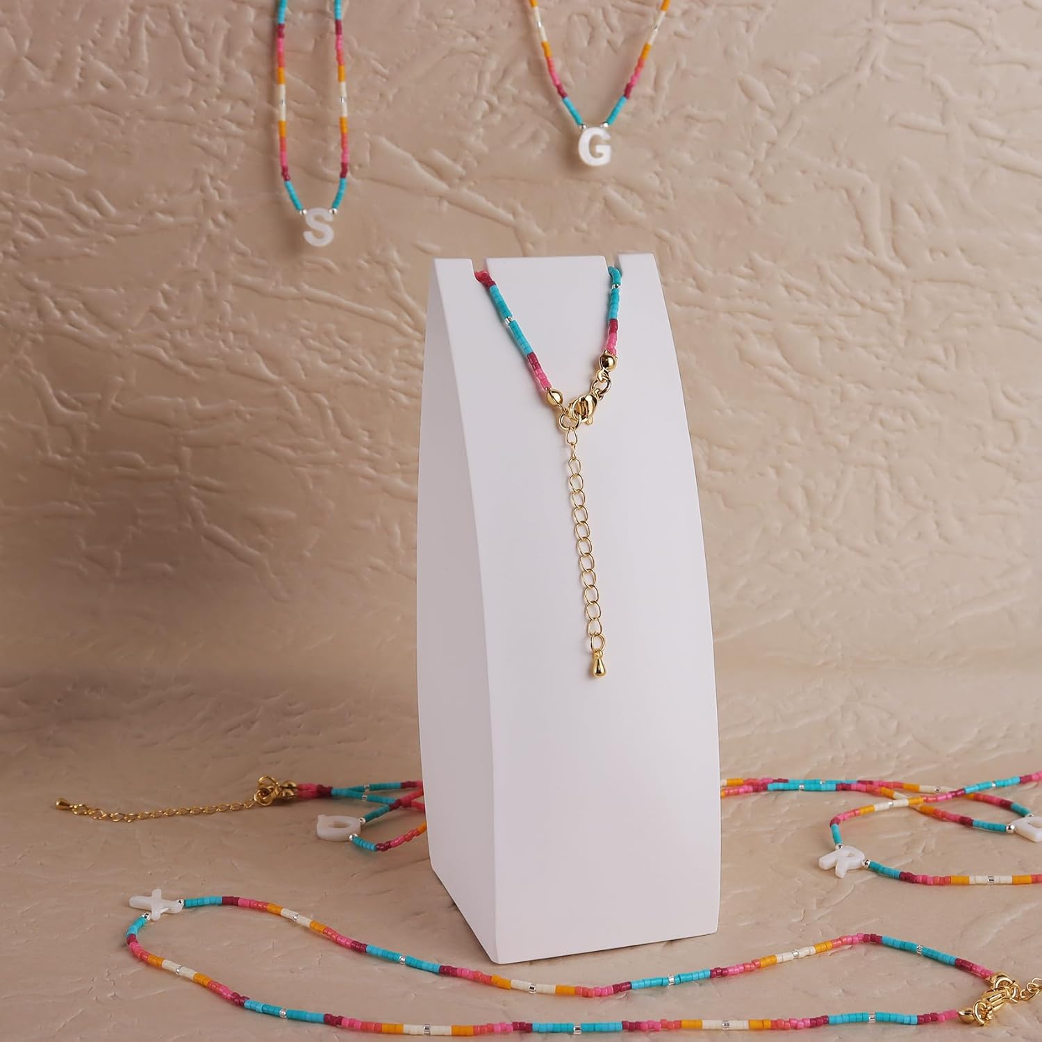 Colorful Beaded Initial Heart Star Cross Choker Necklaces for Women, Boho Handmade Personalized Seed Beads Letter Name Necklace Beach Surfer Bohemian Jewelry Gift. - Image 4