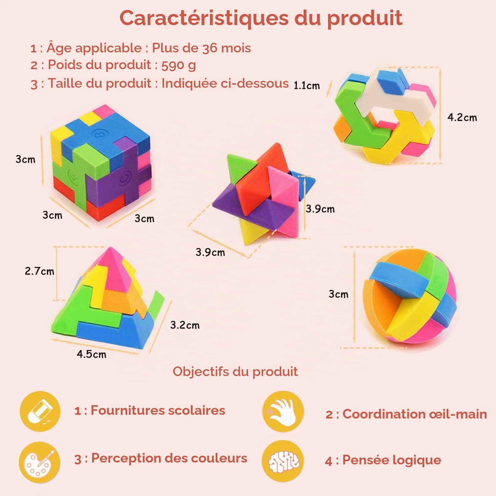 ICEPAPA, 20 pièces Gomme Puzzle Cube, Gomme pour Enfants, convient comme petits Cadeaux Anniversaire Enfant, prix de Tombola pour Enfants ou Gadget Anniversaire Enfant (Contient 5 formes)