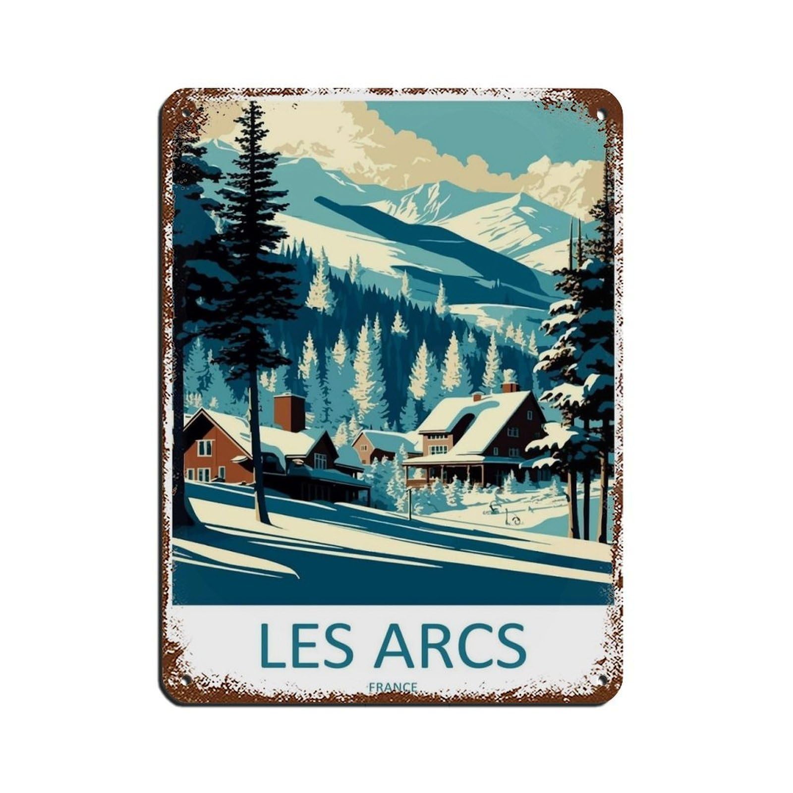 Les Arcs Travel Art Ski Art Lover Gift（71） Retro Poster Metal Tin Sign Chic Art Retro Iron Painting Bar People Cave Cafe Family Garage Poster Wall Decoration 12x16inch(30x40cm)