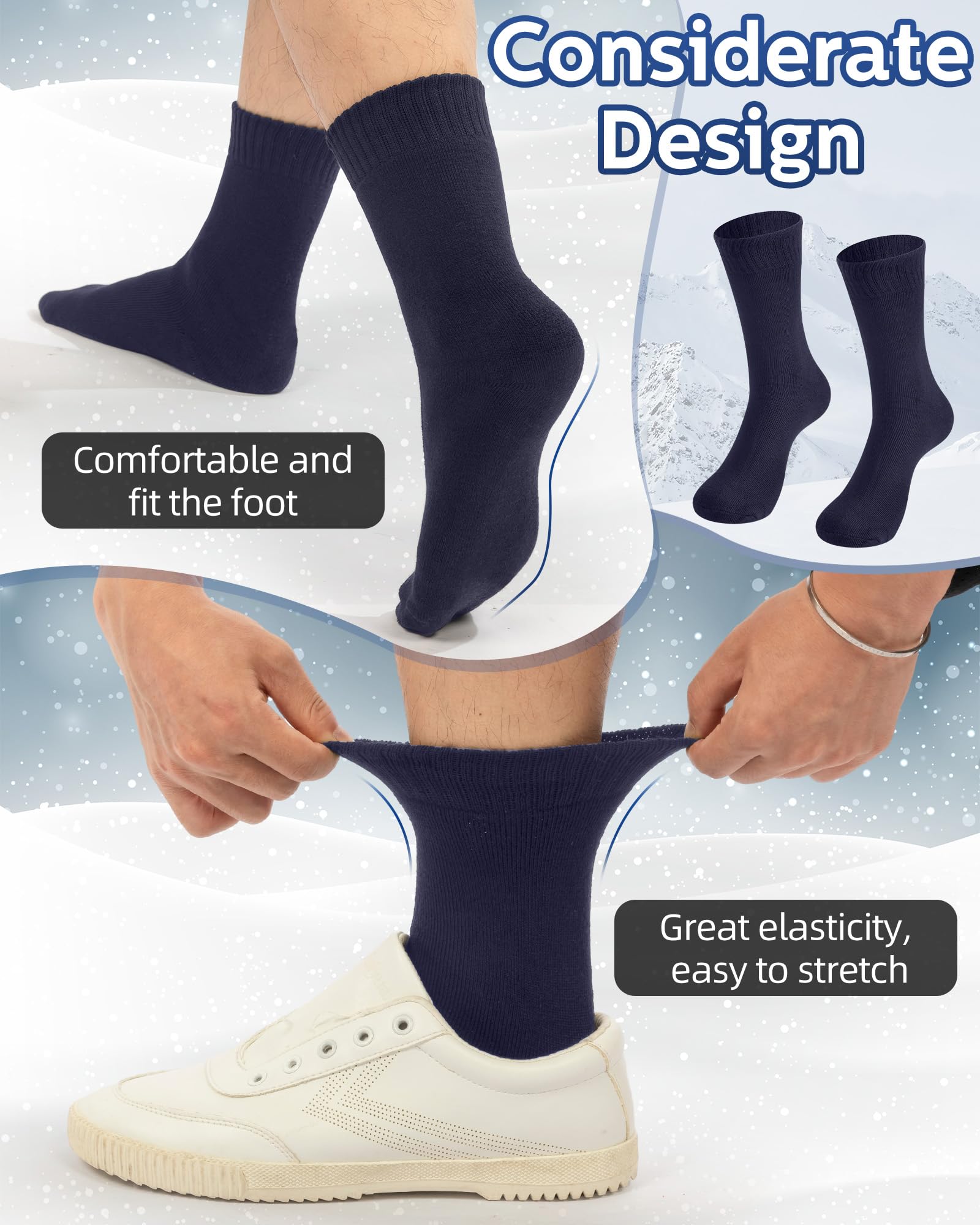 Toulite 60 pares de calcetines térmicos de invierno para hombre, cálidos, gruesos, acogedores, para invierno, senderismo, hombres y mujeres, cuidado sin hogar