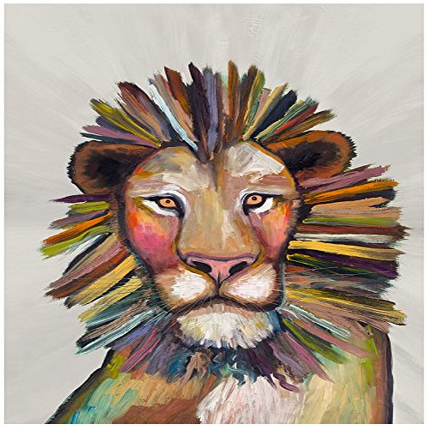 GreenBox Art + Culture GreenBox-Wild Lion On Cream 30x40 Canvas Wall Art, by Eli Halpin