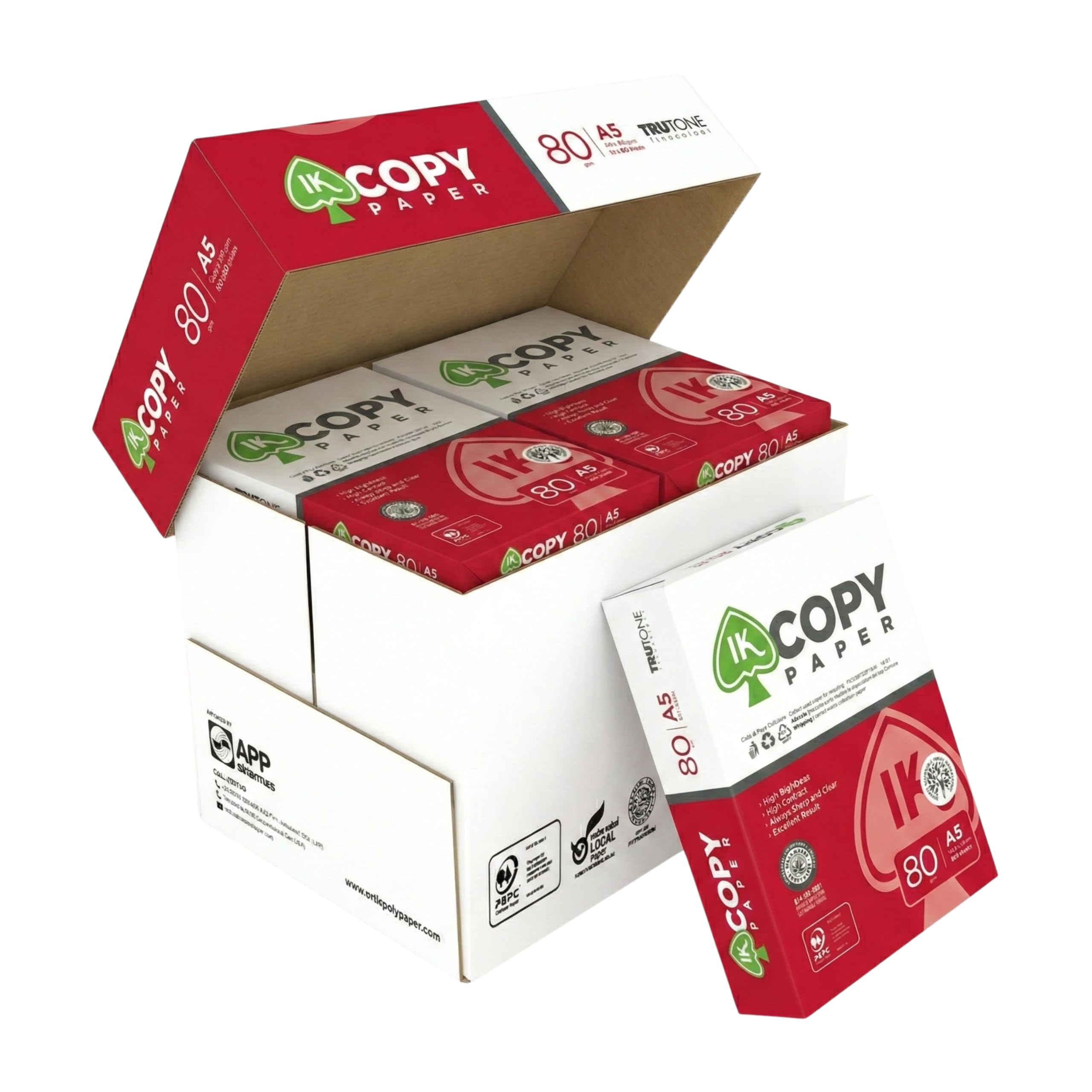 Carta A5 per Stampante 80gr 10 Risme 500 Fogli 148,5x210 mm Bianca