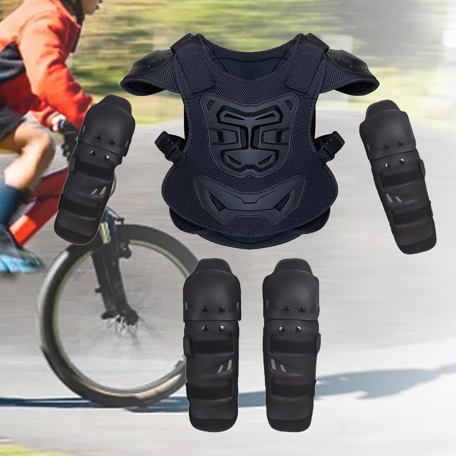 5 pezzi per bambini armatura per moto Dirt Bike Gear equipaggiamento protettivo per tutto il corpo protezione per il torace ginocchiere gomitiere, S