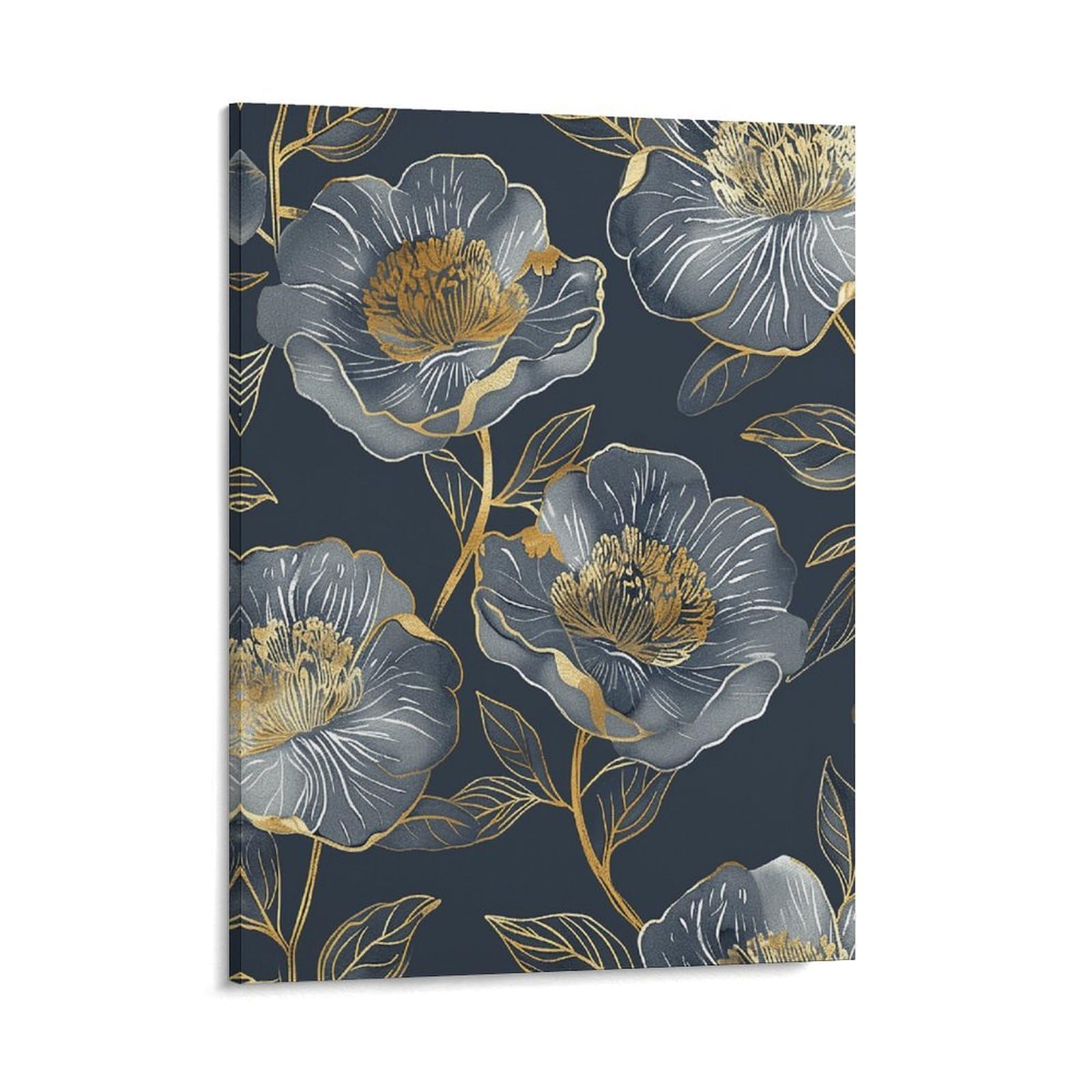 Gray And Gold Wall Art for Home, Abstract Canvas Framed Painting for Living Room, Portable Poster Print for Wall Decor, Personalized Artwork Picture for Hallway, Bedroom 16x20inch(41x51cm)
