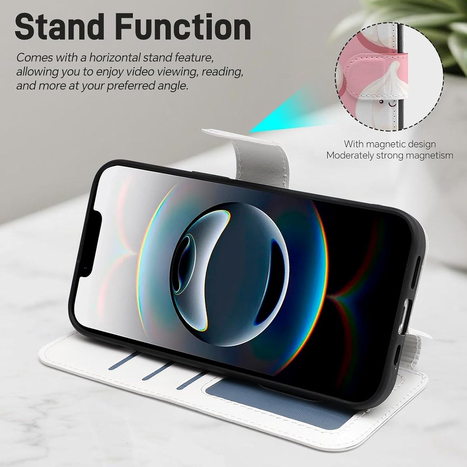 Cute Garlic Pattern Compatible with iPhone 16/16 Plus/16 Pro/16 Pro Max/16 E Case Phone Wallet Card Holder Flip Cover with Wrist Strap