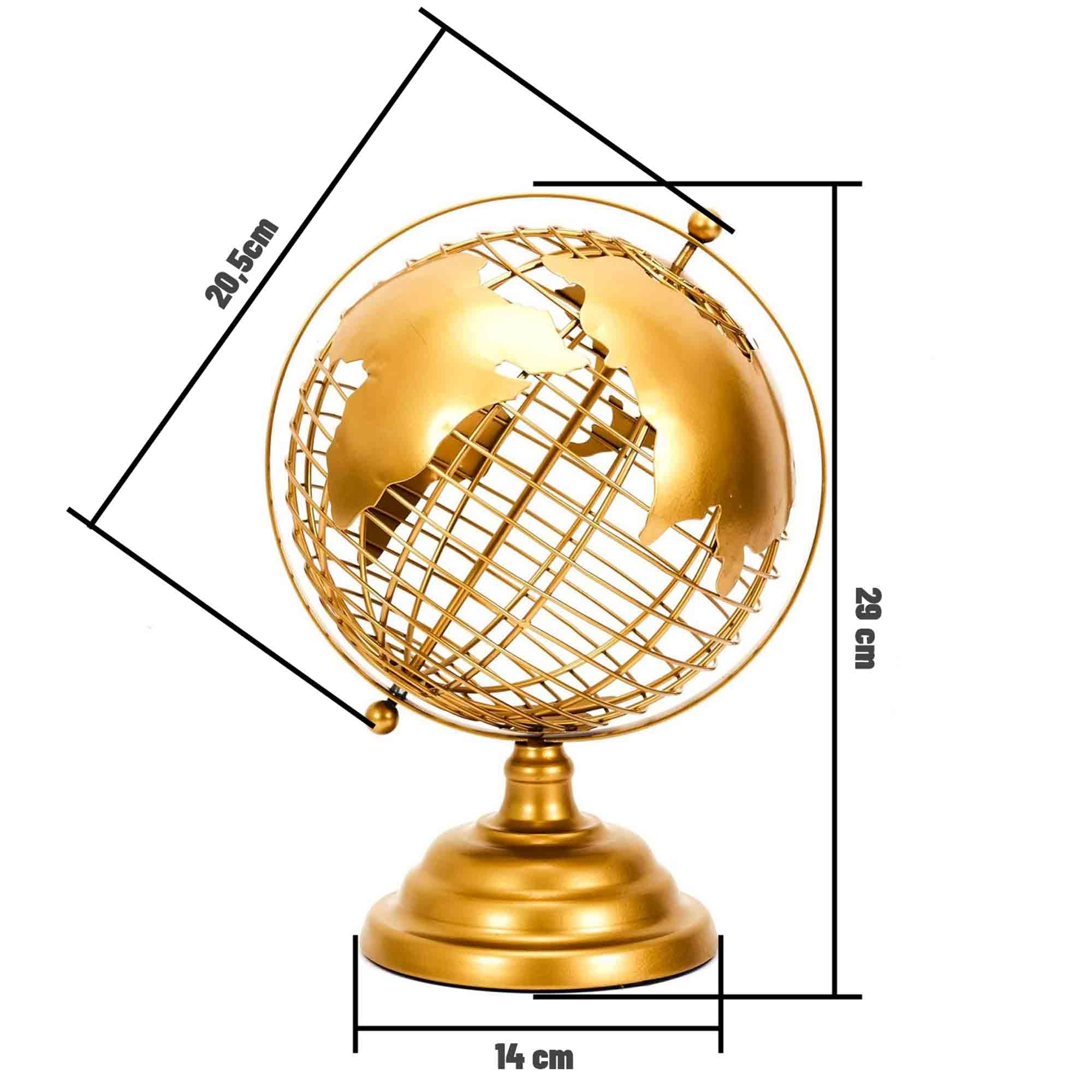 THE REPLICANT Globe Terrestre en Métal Doré/Dimensions : 20,5 x 19 x 29 cm