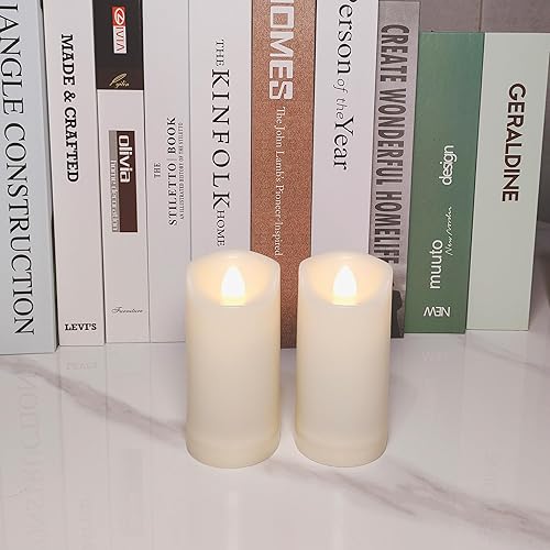 Miniatura 3 de iZAN Paquete de 2 velas LED sin llama a pilas con control remoto para exteriores, impermeables, parpadeantes, luces decorativas para Halloween,