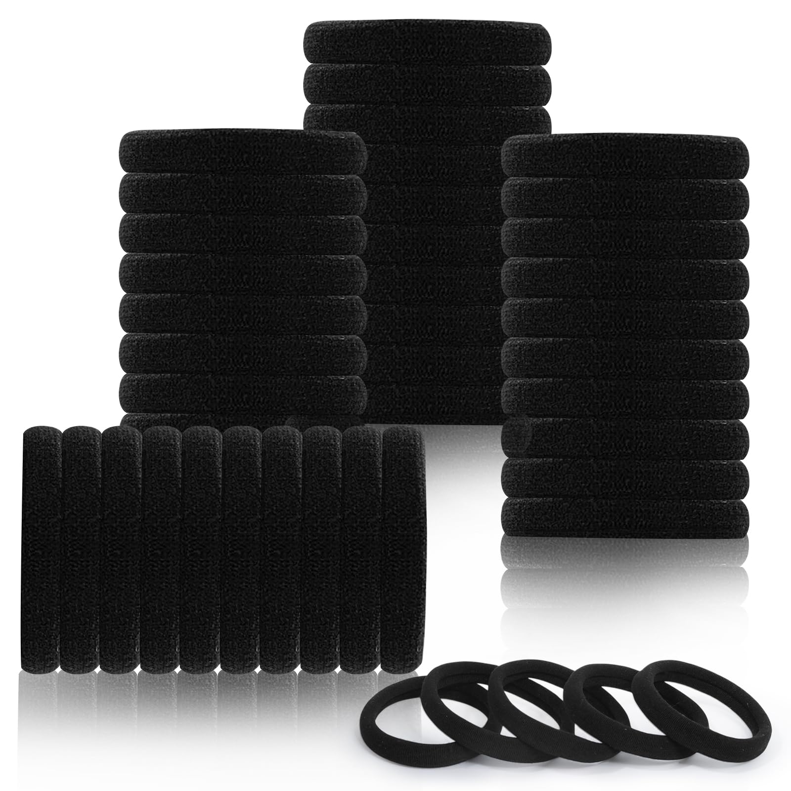 Black Hair Ties - 120 Pack for Thick Hair -12