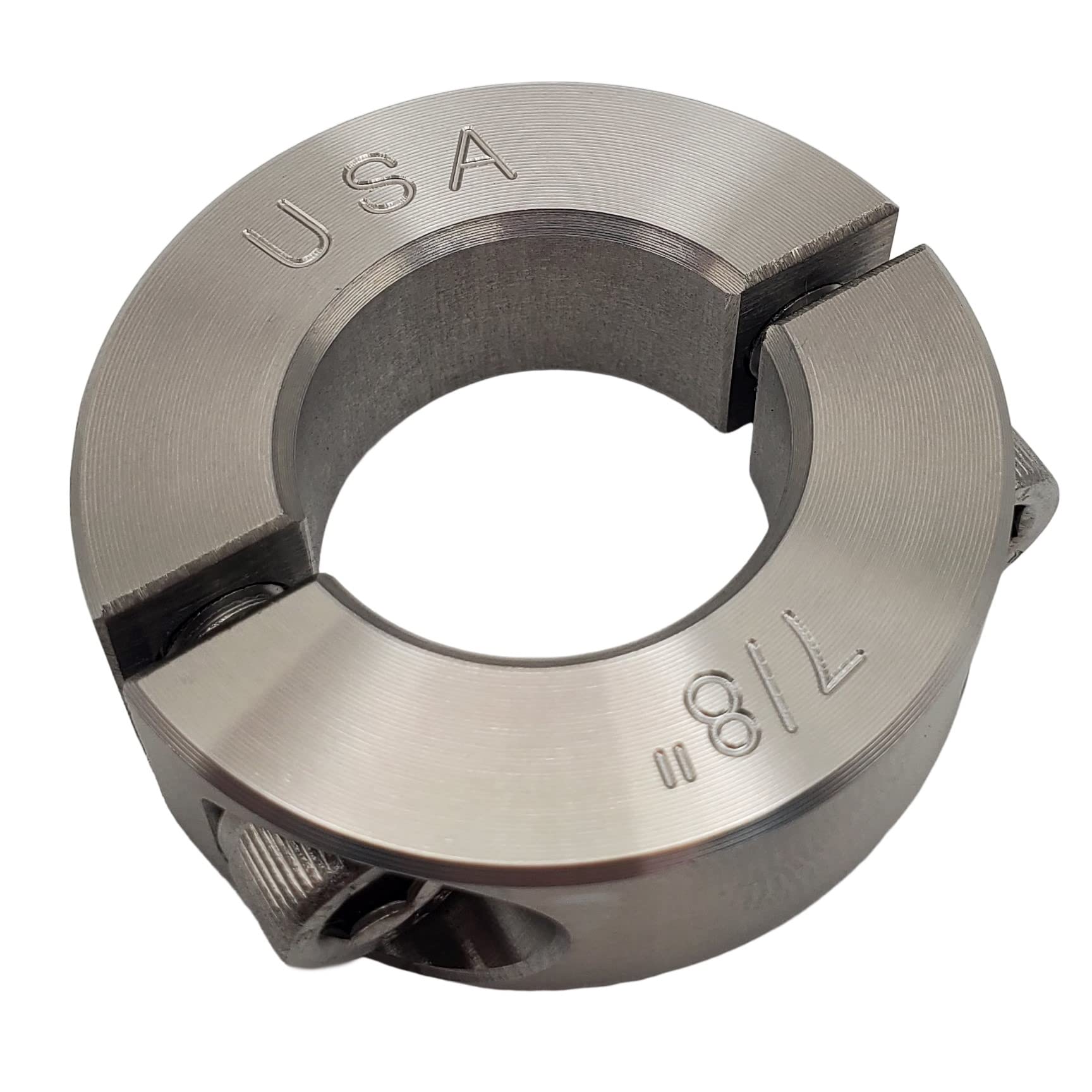 Diámetro de orificio de 0.86 pulgadas - Collar de eje de dos piezas - Acero inoxidable 303 (paquete de 1)