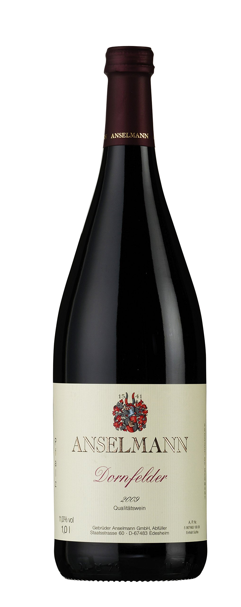 6 x Dornfelder 1l mild 2024 von Weingut Anselmann im Sparpack (6x1,0l), Rotwein aus der Pfalz
