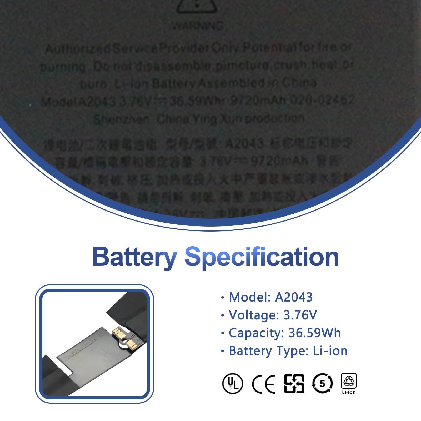 Batteria A1876 9720mAh per Apple iPad Pro 12.9 3rd Generation
