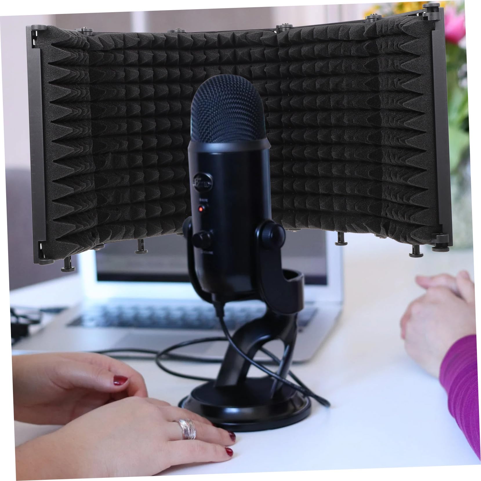 Mikrofon Schallschutzschirm Faltbar Aus Schaumstoff Schalldichte Isolationshaube Für Studioaufnahmen Podcast Gesang Langlebiger Pop Filter Für Mikrofonzubehör