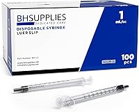 Vista 1 de BH Supplies Jeringas de Punta Luer Slip de 1 mL (Sin Aguja) - Estériles, Envueltas Individualmente - 100 Jeringas
