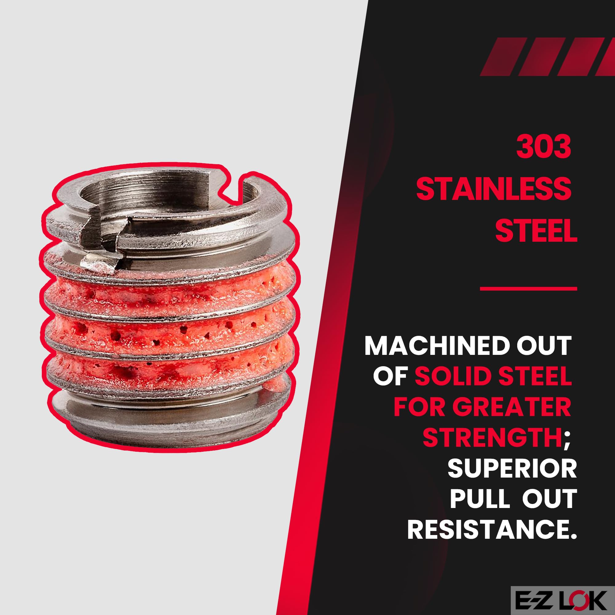 Snapklik.com : E-Z Lok Externally Threaded Insert, 303 Stainless Steel ...