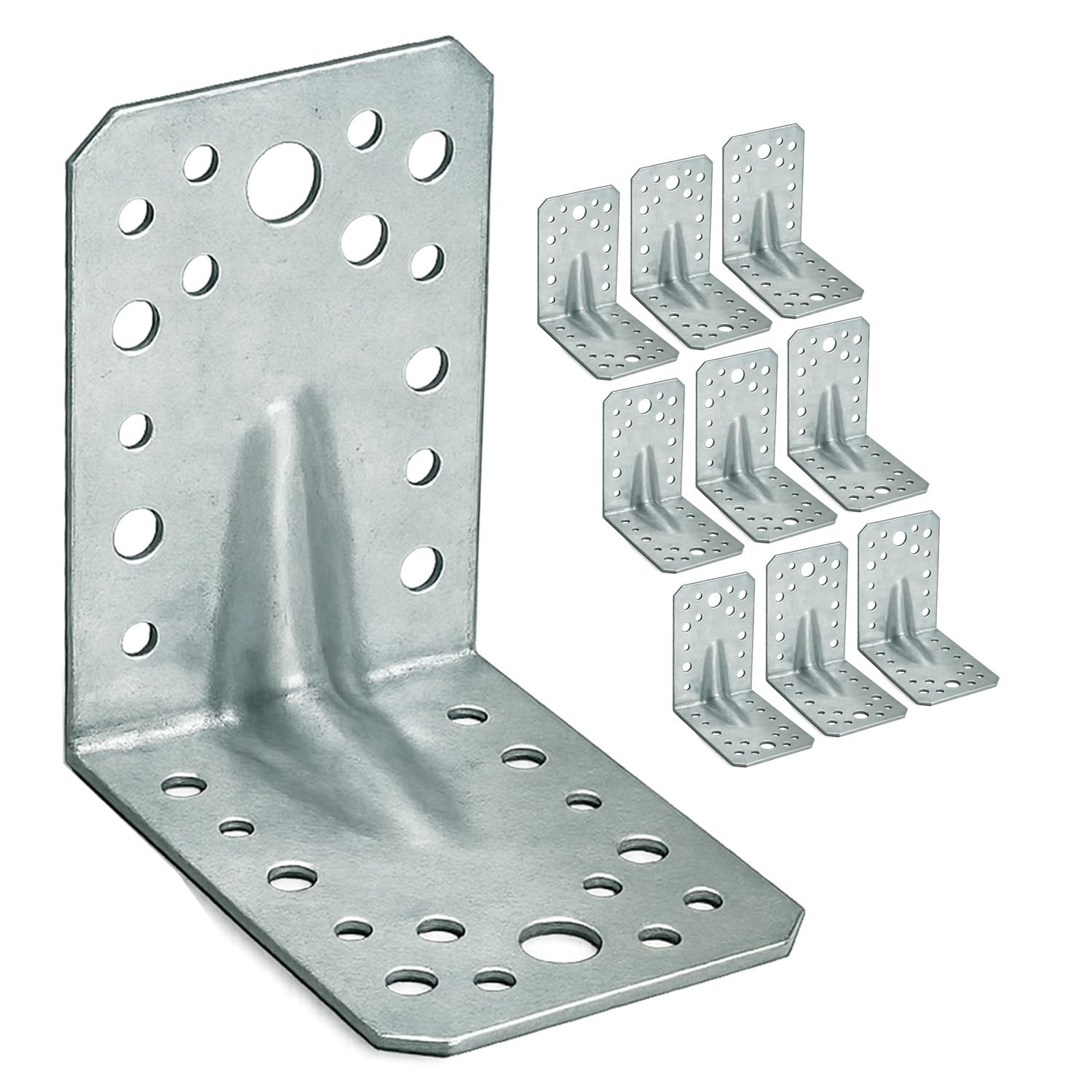 10 x Squadretta di Giunzione Angolare ( 90 x 90 x 65 x 2 ) Squadretta Rinforzata Zincate