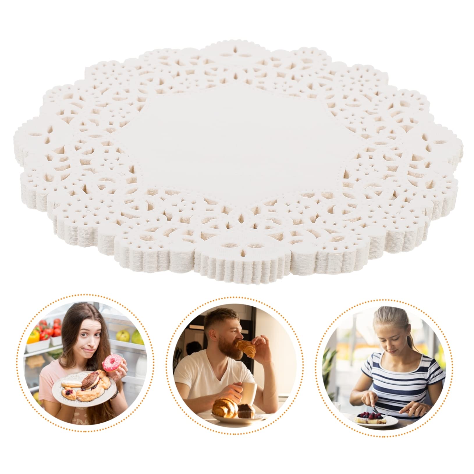 GRIRIW 400pcs Baking Cushion Paper Greaseproof Oil Absorbing for Sandwiches Fried Foods and Snacks for Home Cafes and Catering Events Decorative Lace Design
