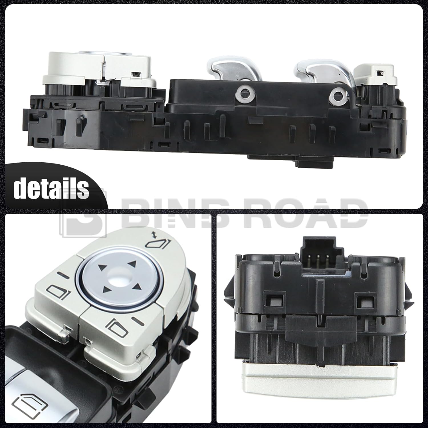Power Window Switch Front Left Driver Side Compatible with Mercedes-Benz AMG E200 E250 E300 E400 E500 E550 | E43 W213 2017 - Black (Replaces 2139054803)