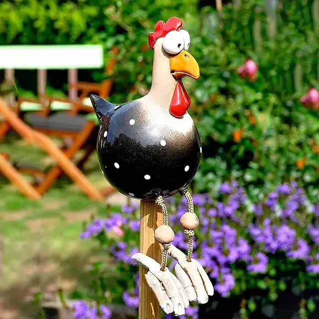 Black Resin Chicken Garden Statue - Kip Beeldjes Decoration