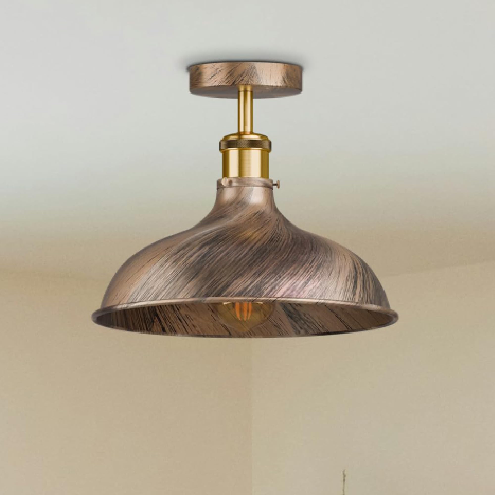 LEDSONE Modern Flush Mount Ceiling Lighting LED Lights Island Rustic Semi Flush Light Fitting Pendant Light Lamp Chandelier Metal 36cm Light Shade for Hall, Living Room, Lounge C