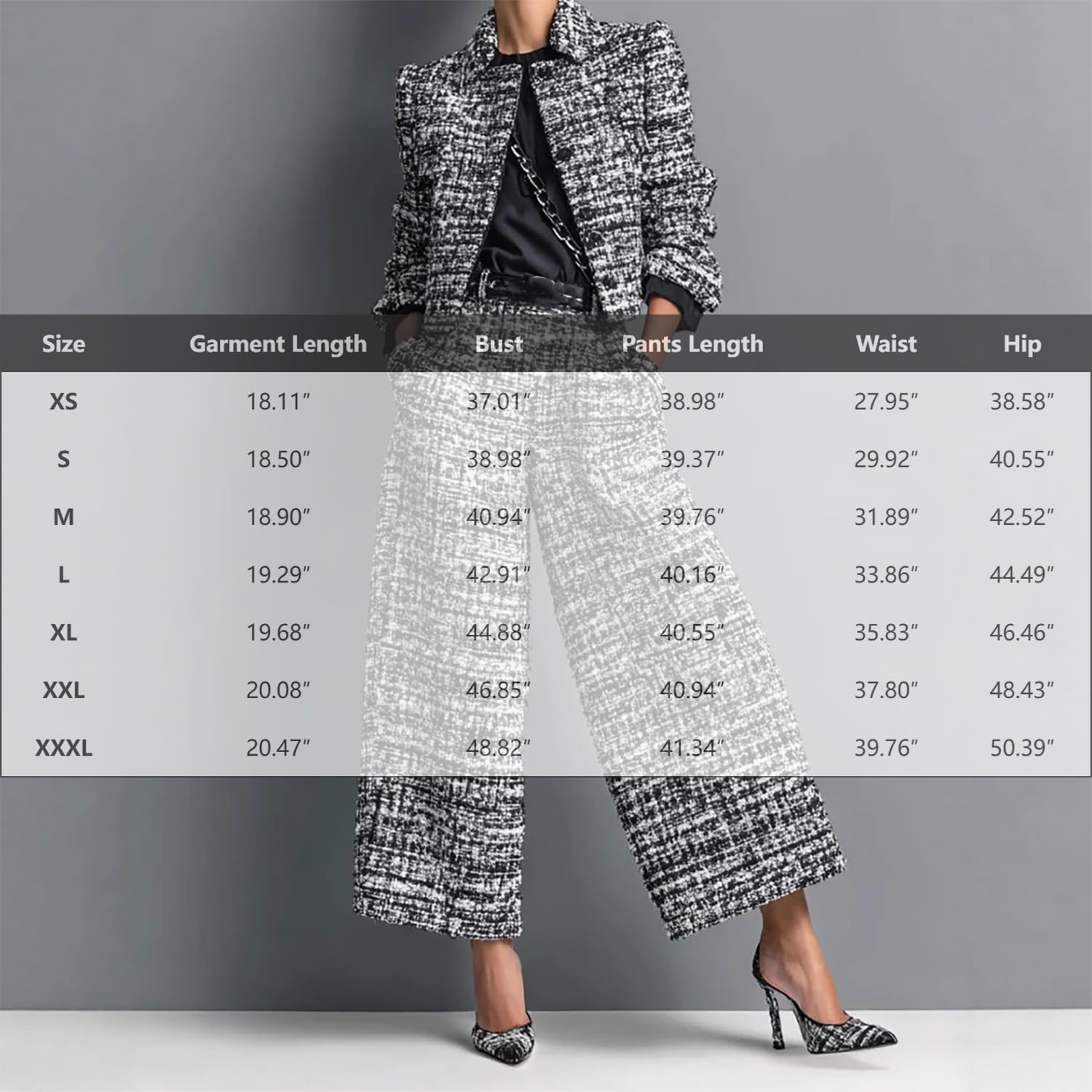 Conjunto de traje para mujer, conjunto de dos piezas de tweed para mujer, chaqueta corta y pantalones de pierna ancha, conjunto para fiestas casuales de negocios