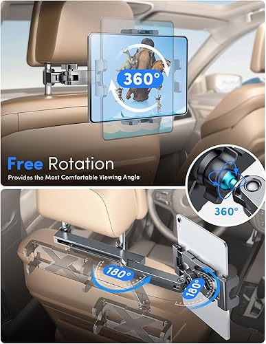 Miniatura 4 de ELWEY Soporte para tablet reposacabezas para automóvil, asiento trasero brazo de extensión 3 en 1, compatible con iPad de automóvil, accesorios