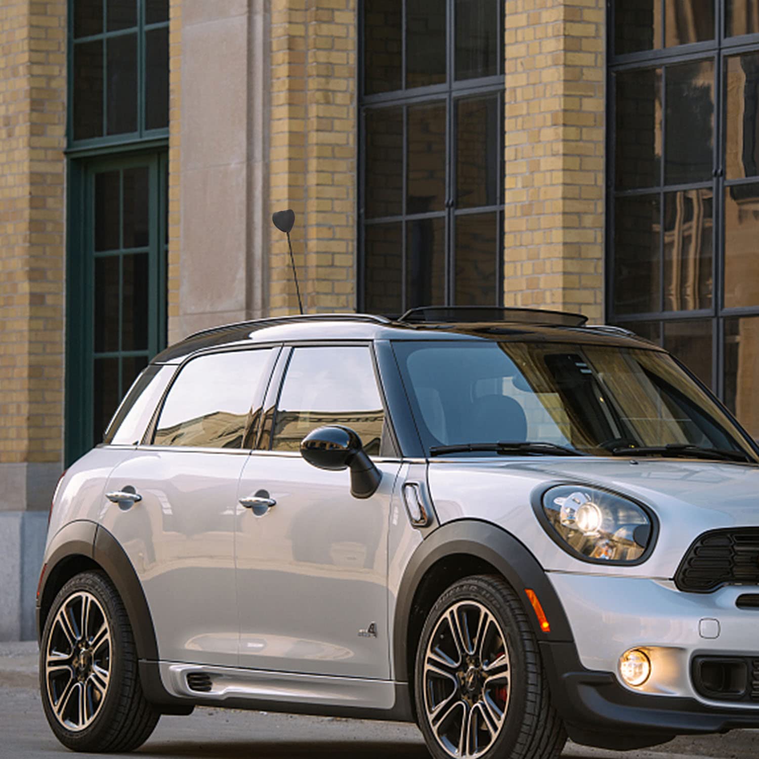 YGMONER Heart-Shape Star Car Antenna Topper - Easy to Find Car in The Parking Lot - Antenna Ball (Black Heart)