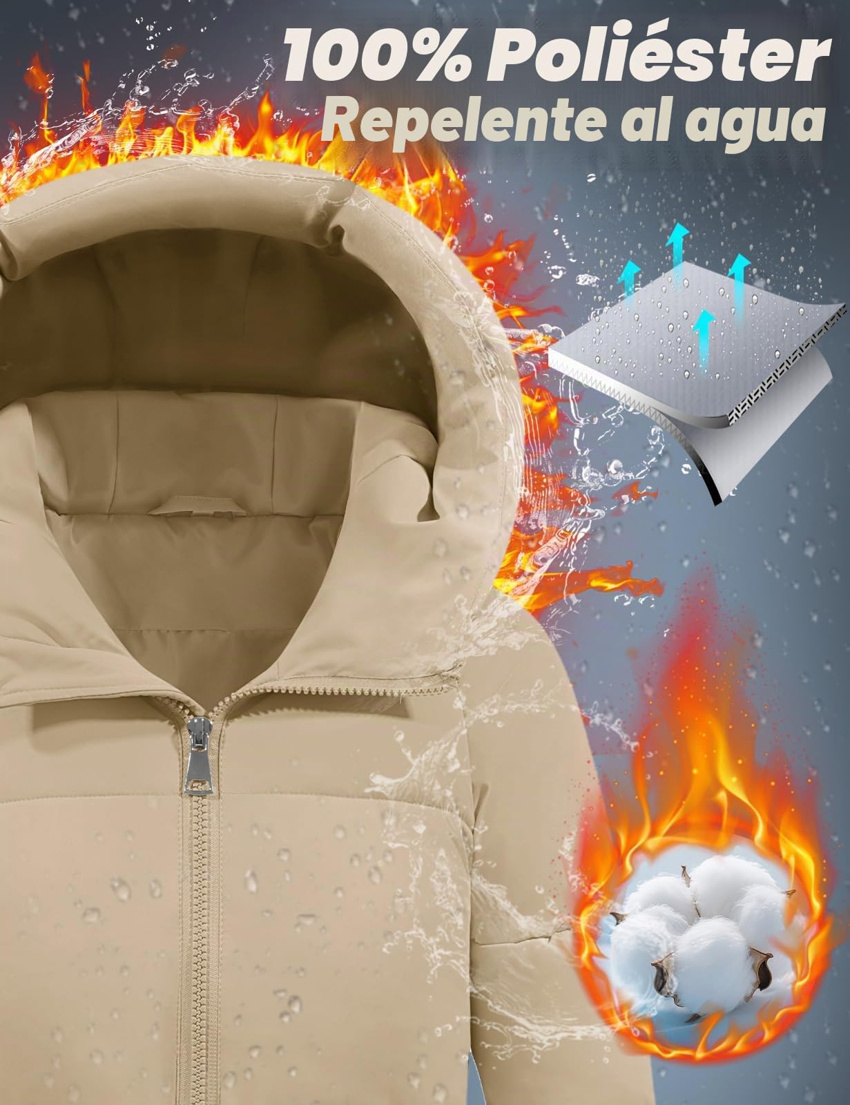 Yuson Girl Abrigos Mujer Invierno Largo Chaqueta Acolchado con Capucha Gruesa Cálido Abrigo Otoño Invierno Elegante Cazadora Cremallera Parka Viento Outwear con Bolsillos