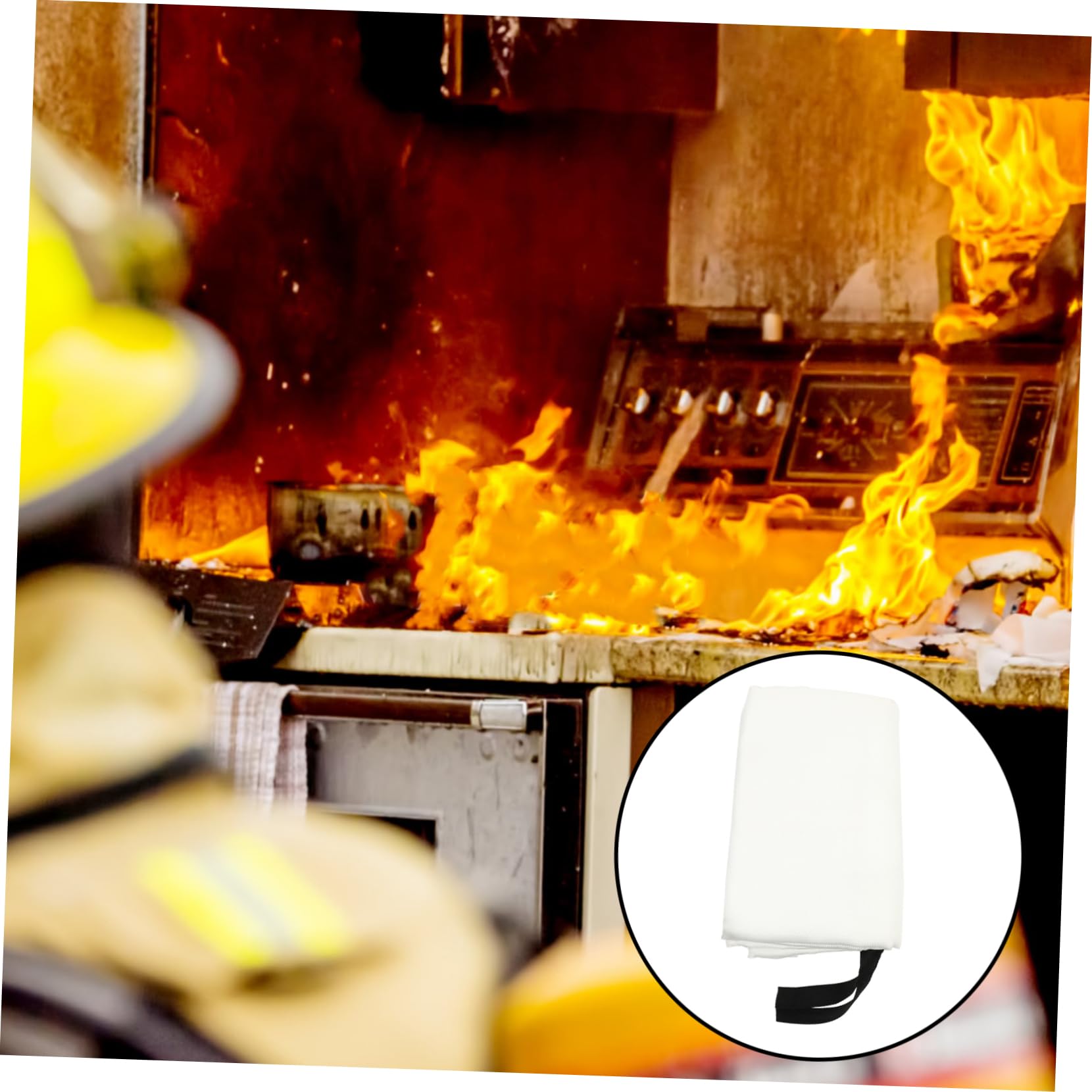 ibasenice Manta Ignífuga para Emergencias Fibra de Vidrio y Correa Reforzada, Resistente al Calor, Adecuado para Asadores y Chimeneas