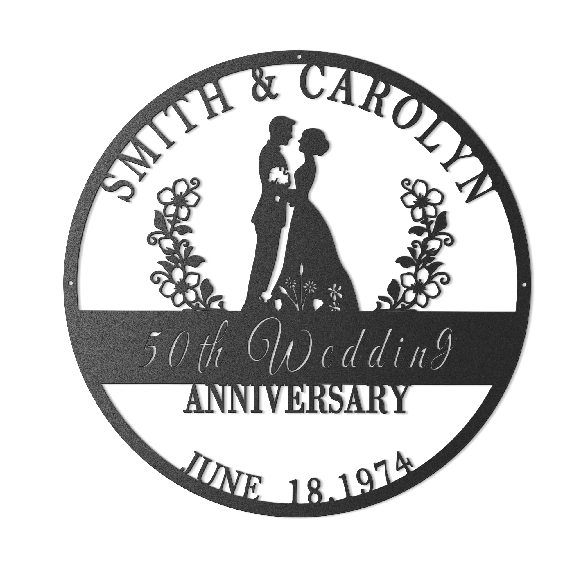 Personalized 50th Wedding Anniversary Sign, Custom 40th 60th 25th Anniversary Metal Sign, 10 Year Together Sign, Wedding Gifts for Couples - Wall Decor Gift by TELIMBIOZA (50th Anniversary Sign)