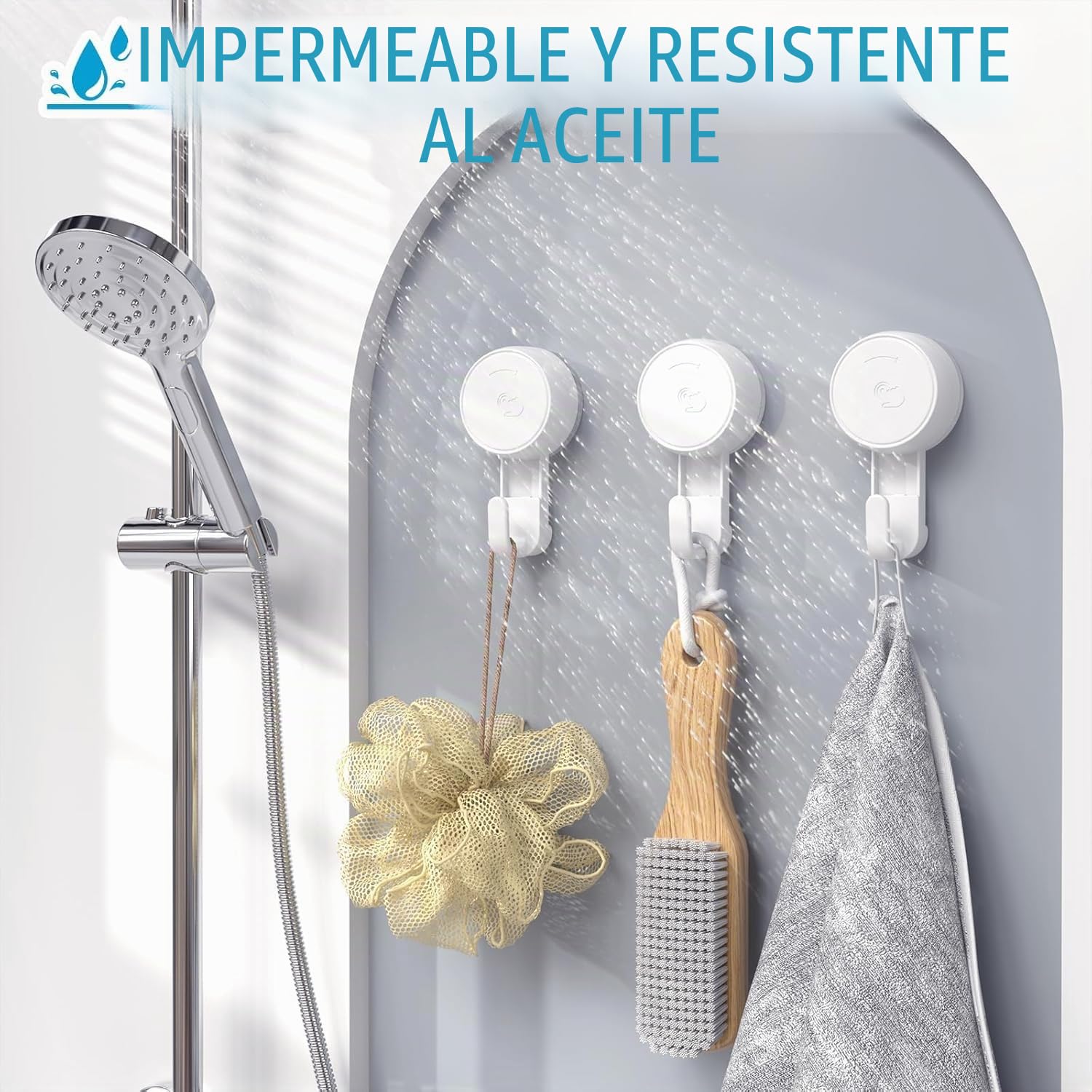 Luxear Gancho Ventosa Baño 4 Piezas Ultra Fuerte Sin Agujeros Colgador Toallas Ventosa Impermeable Reutilizable Percha Ventosa MAX 5kg para Toallas Cocina Pared Puerta Ropa