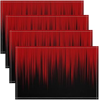 Erosebridal Black Placemats 12x18 Red Place Mats for Girls Women Black, Glowing Ombre Abstract Table Mats