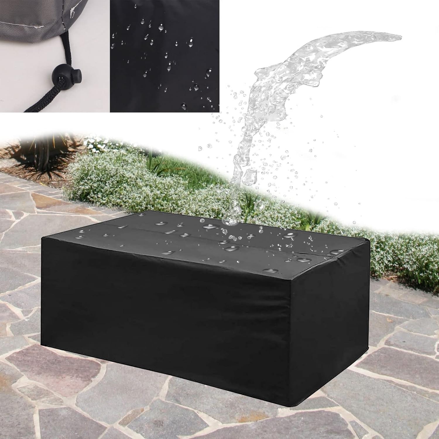 Garden Furniture Covers 71x47x29in, Waterproof,Windproof,Dustproof, Heavy Duty 420D Oxford Fabric Rattan Furniture Cover for Cube Set, Patio, Outdoor - Black