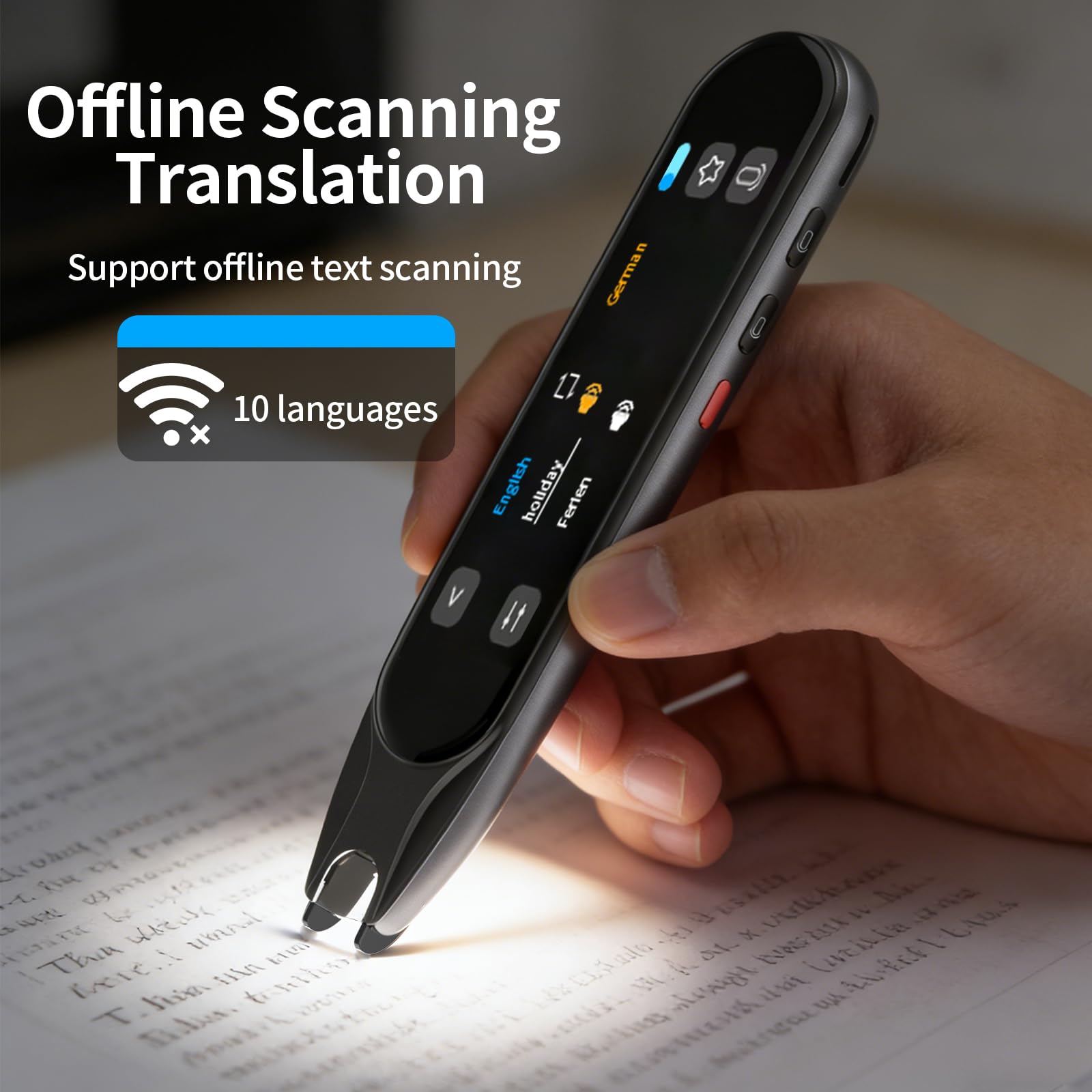 Penna di traduzione e lettura per scansioni, strumento professionale di assistenza per dislessia, difficoltà di apprendimento e studenti di lingue, dispositivo traduttore di lingue portatile, supporta