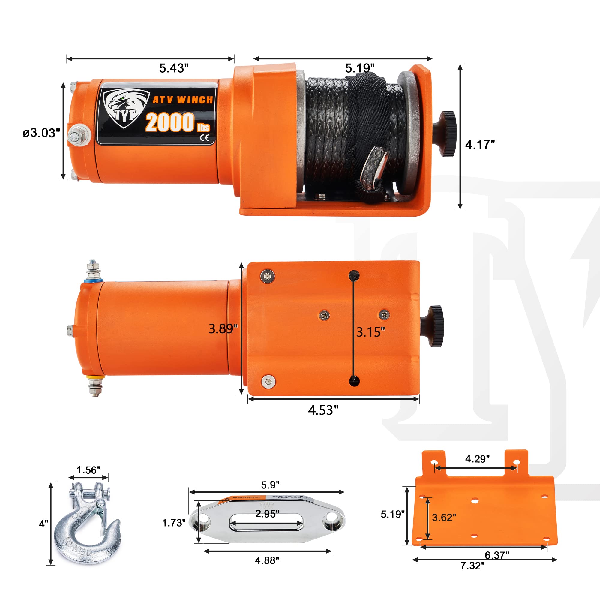 TYT 2000 Lb ATV/UTV Winch