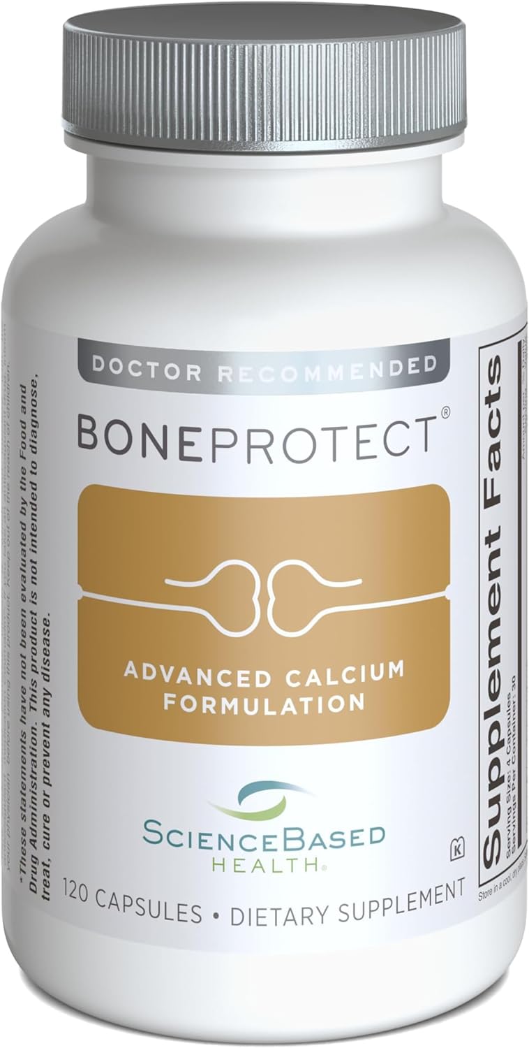 ScienceBased Health BoneProtect – Advanced Bone Health Supplement with Calcium Citrate, Vitamin D3, K2 (MK‑7), Magnesium and Antioxidants – Supports Bone Density, Heart and Colon Health – 120 Capsules